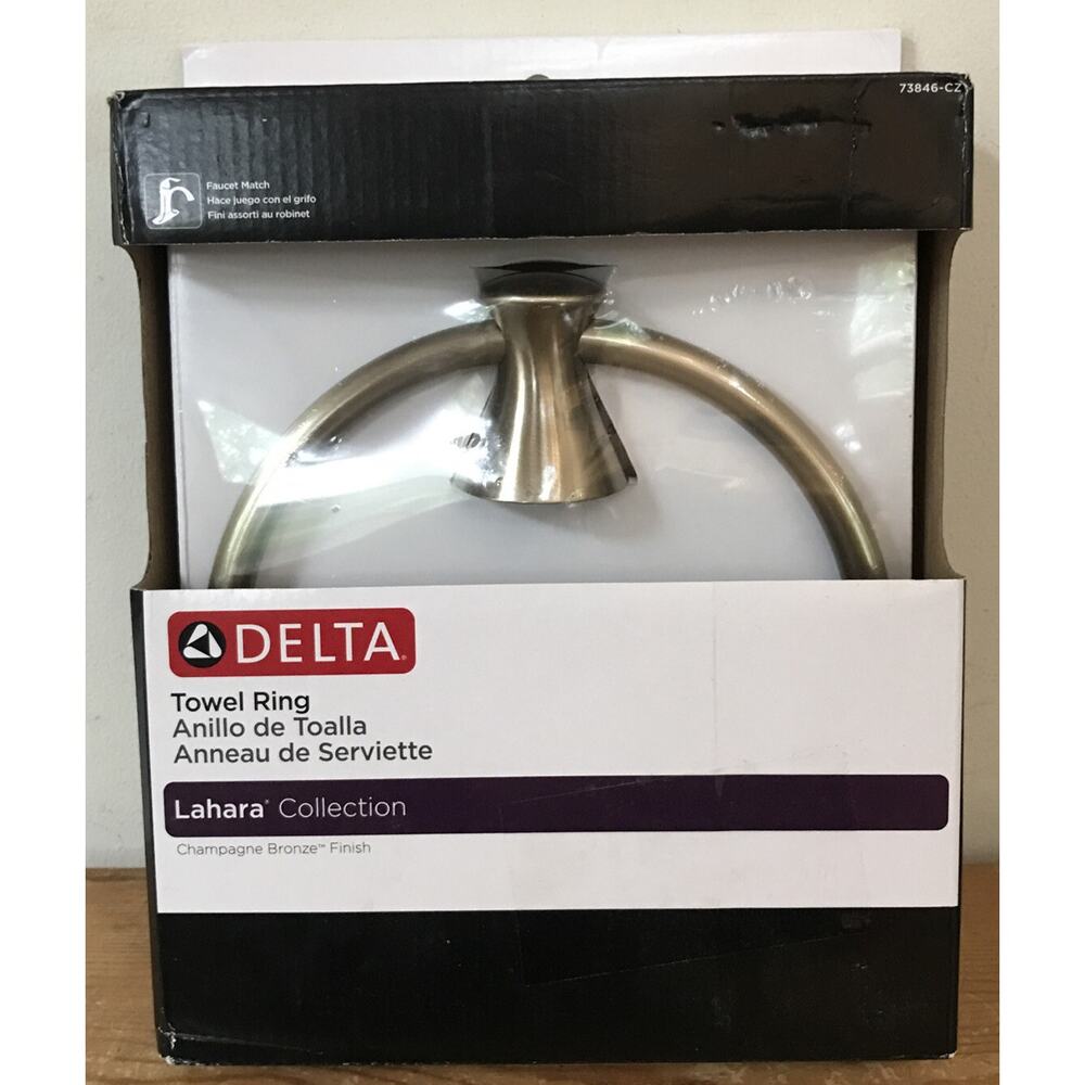 New Sealed Delta Lahara Collection Champagne Bronze Bathroom Hand Towel Ring